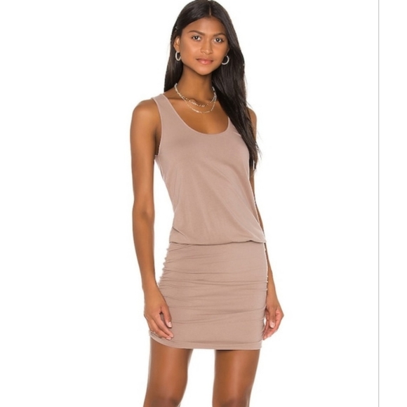 NWT Bobi  Draped Modal Jersey Mini Dress Java - Picture 1 of 8